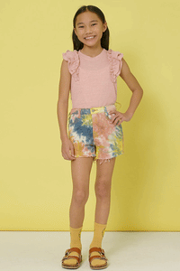 GY5873 MAUVE Girls Marled Textured Ruffle Rib Knit Tank Detail