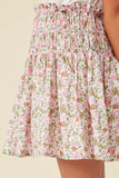 GY5921 PINK Girls Ditsy Floral Elastic Detailed Skirt Side