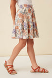 GY5938 IVORY Girls Floral Drawstring Skirt With Shorts Lining Side
