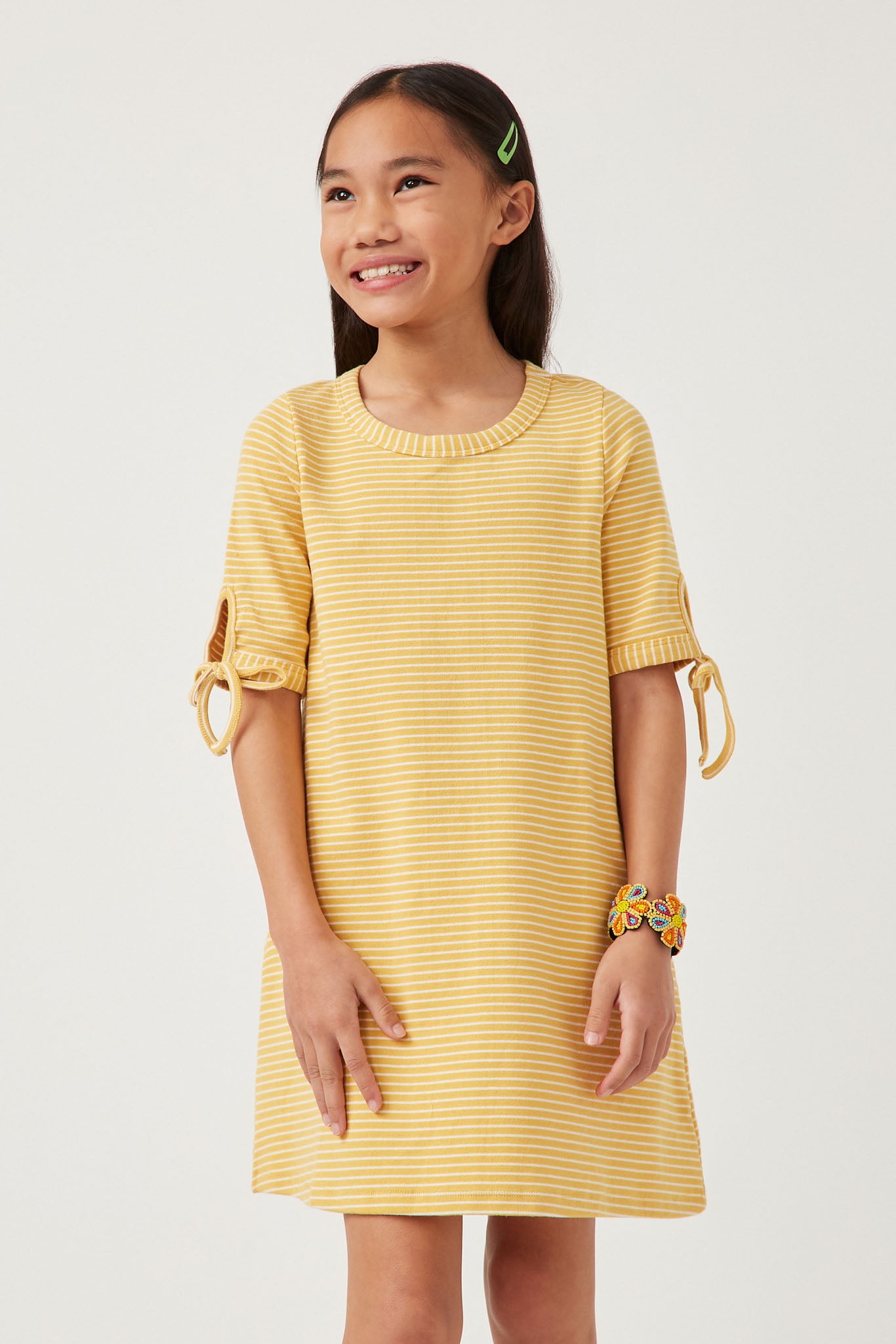 Tie Sleeve Striped Dress