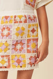GY5946 LAVENDER Girls Crochet Quilted Mini Skirt Detail