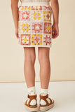 GY5946 LAVENDER Girls Crochet Quilted Mini Skirt Back