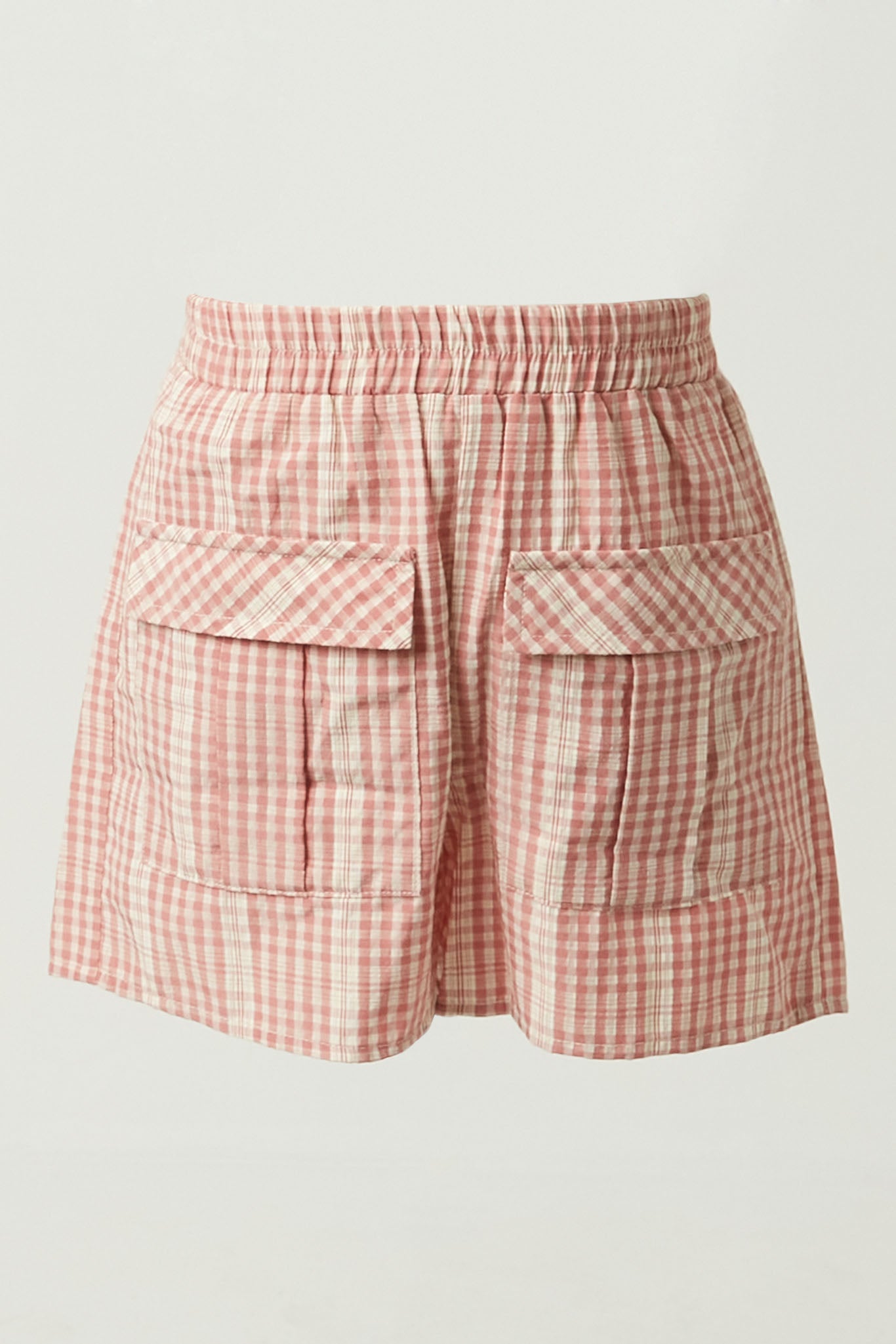 Textured Gingham Front Pocket Shorts