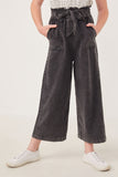GY5972 CHARCOAL Girls Garment Dyed Tencel Wide Leg Pant Front