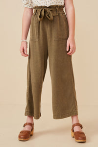 GY5972 OLIVE Girls Garment Dyed Tencel Wide Leg Pant Front
