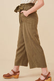 GY5972 OLIVE Girls Garment Dyed Tencel Wide Leg Pant Side