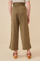 GY5972 OLIVE Girls Garment Dyed Tencel Wide Leg Pant Back