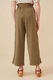 GY5972 OLIVE Girls Garment Dyed Tencel Wide Leg Pant Back