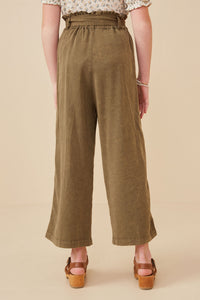 GY5972 OLIVE Girls Garment Dyed Tencel Wide Leg Pant Back