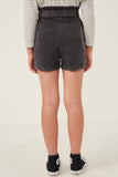 GY5973 CHARCOAL Girls Garment Dyed Tencel Paperbag Shorts Back