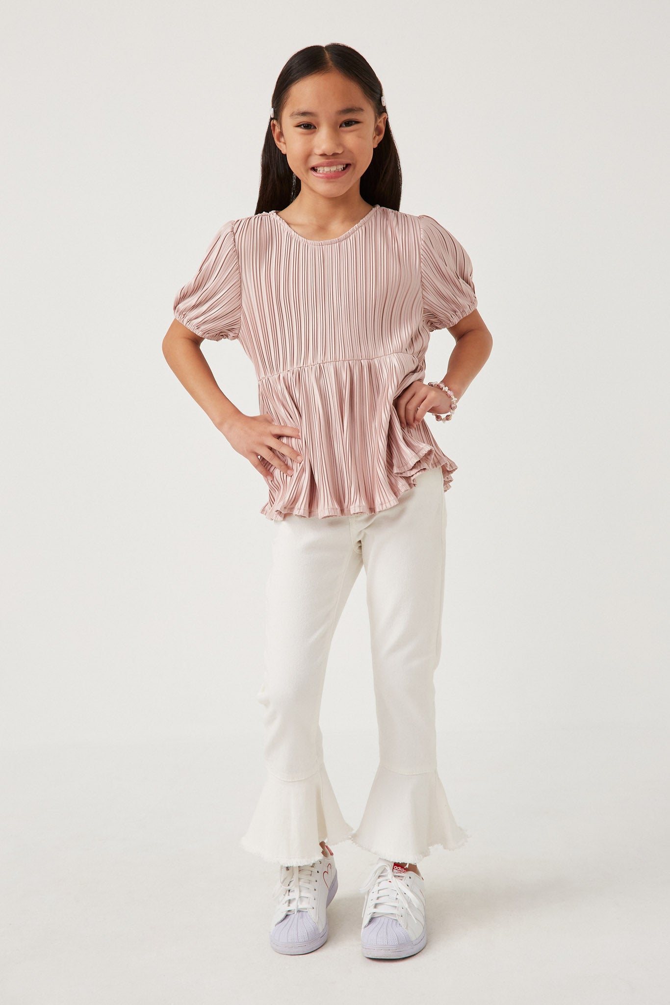 Pleated Shimmer Peplum Top