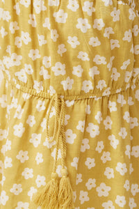 GY5982 HONEY Girls Floral Print Smocked Detail Tie Waist Midi Dress Detail