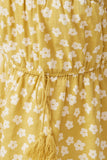GY5982 HONEY Girls Floral Print Smocked Detail Tie Waist Midi Dress Detail