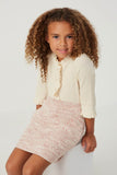 GY6028 Pink Girls Pocketed Marled Textured Knit Skirt Pose