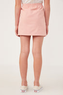 GY6030 PINK Girls Contrast Checker Front Panel Skirt Back