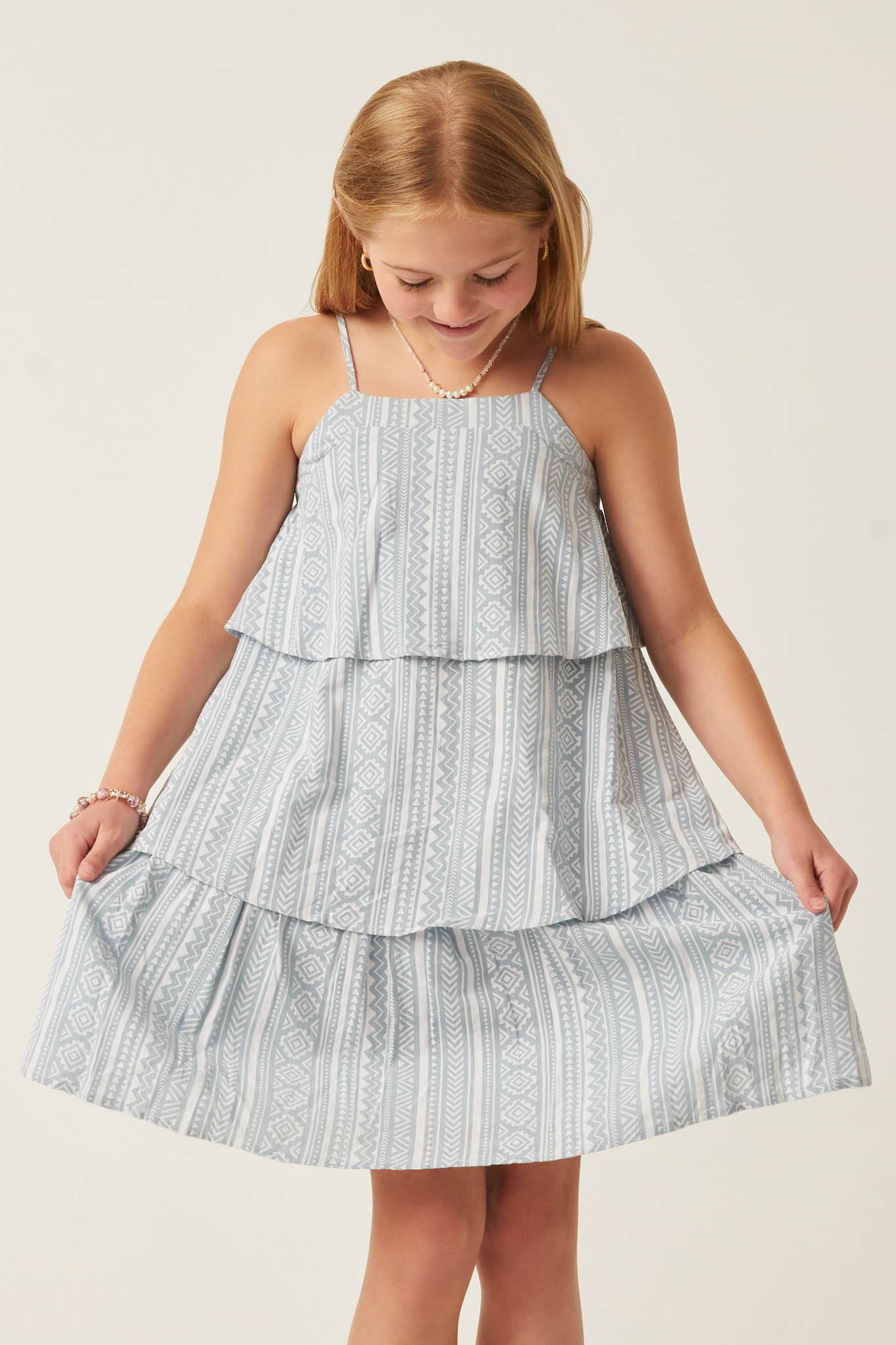 Geometric Print Tiered Tank Dress