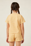 GY6065 MUSTARD Girls Contrast Panel Waffle Knit Stitch Detail Top Back