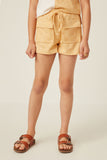 GY6066 MUSTARD Girls Front Pocket Textured Knit Shorts Front