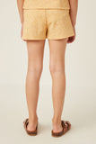 GY6066 MUSTARD Girls Front Pocket Textured Knit Shorts Back