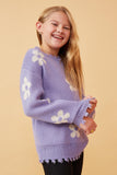Girls Distressed Floral Patterned Pullover Sweater Side