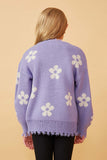 Girls Distressed Floral Patterned Pullover Sweater Back