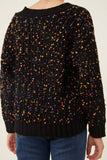 Girls Confetti Popcorn Knit Buttoned Sweater Cardigan Back