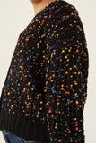 Girls Confetti Popcorn Knit Buttoned Sweater CardiganSide