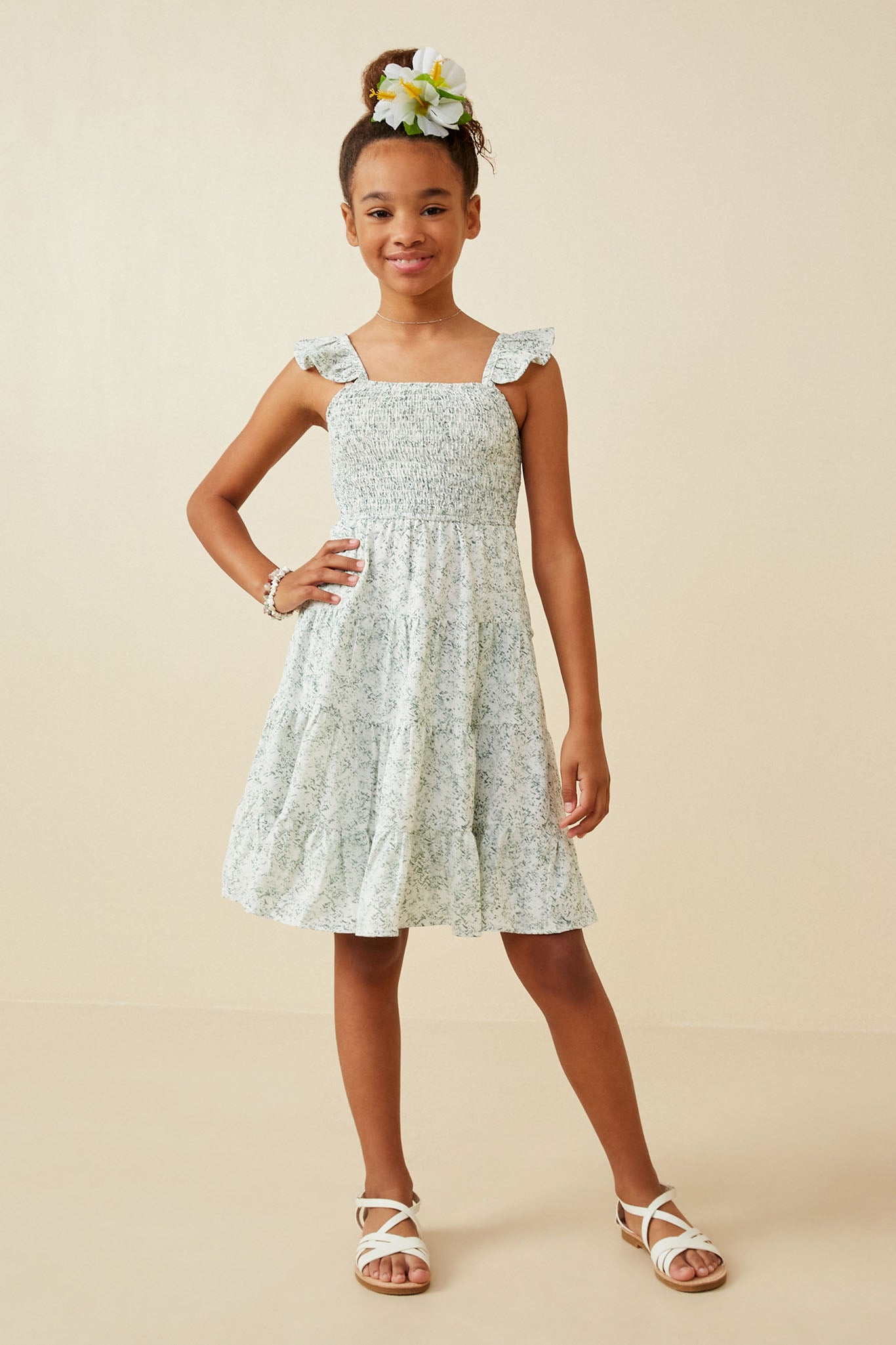 Ditsy Floral Smocked Flutter Tank Dress