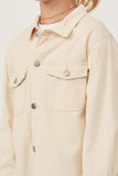 GY6148 IVORY Girls Distressed Detail Button Up Shacket Detail