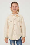 GY6148 IVORY Girls Distressed Detail Button Up Shacket Front 2