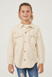 GY6148 IVORY Girls Distressed Detail Button Up Shacket Front 2