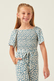 GY6151 Dusty Blue Girls Floral Palazzo Jumper Front