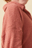 GY6156 Mauve Girls Open Collar Long Sleeve Fleece Top Detail