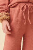 GY6157 Mauve Girls Elastic Waist Drawstring Wideleg Fleece Pants Detail