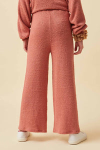 GY6157 Mauve Girls Elastic Waist Drawstring Wideleg Fleece Pants Back