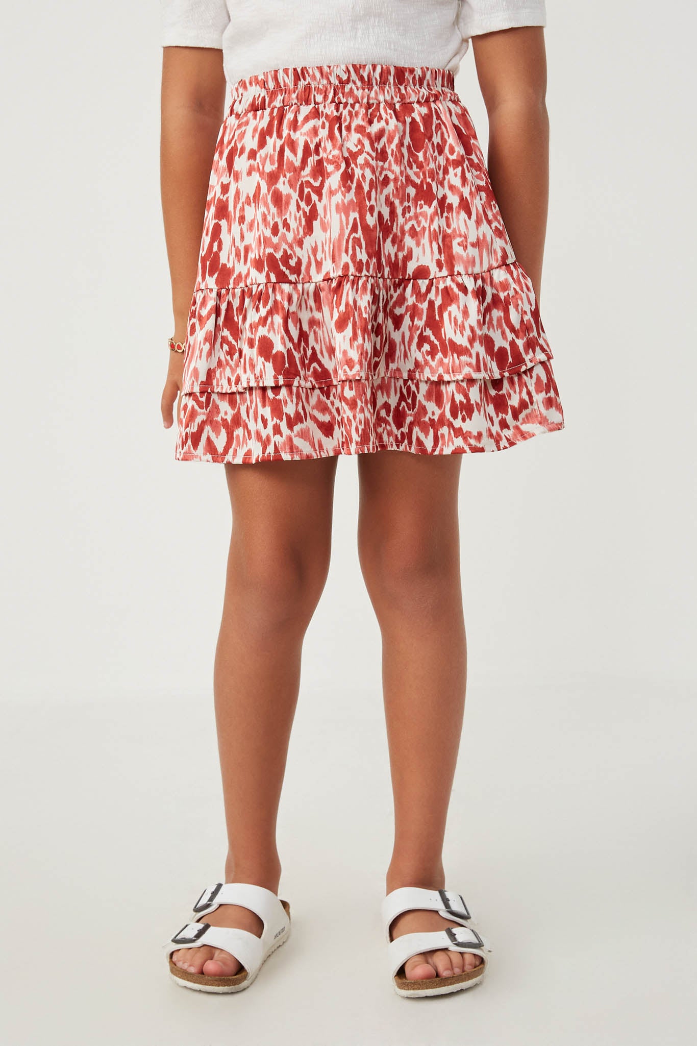Oil Print Layered Ruffle Skirt