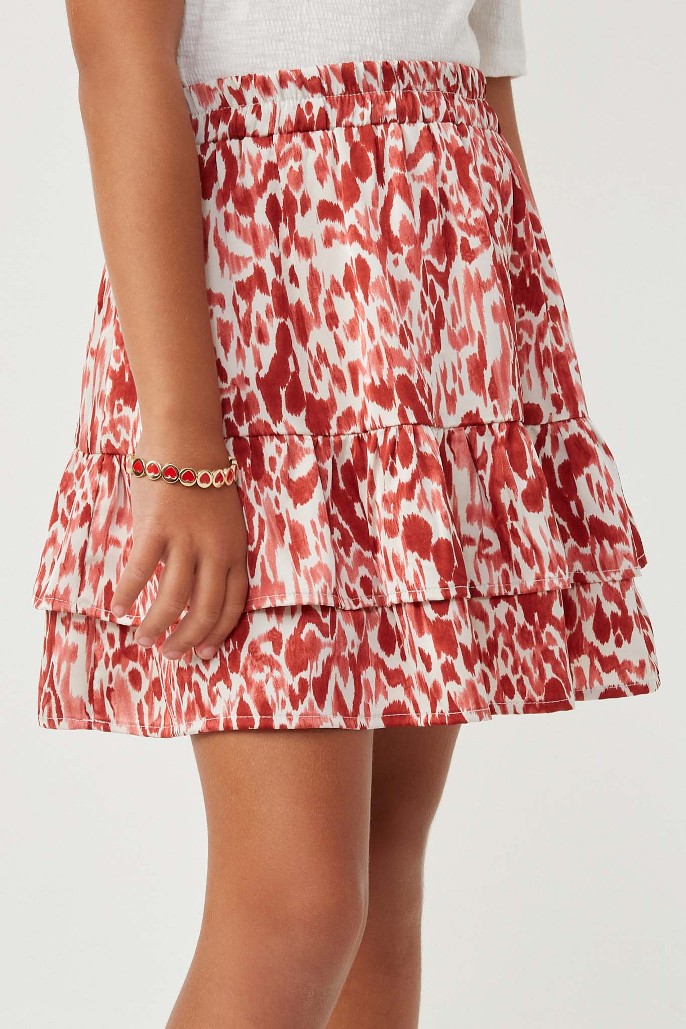 Oil Print Layered Ruffle Skirt