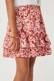 Girls Oil Print Layered Ruffle Skirt Side