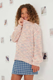 GY6279 Blush Girls Confetti Knit Puff Sleeve Pullover Sweater Pose