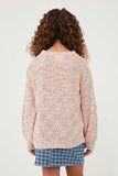 GY6279 Blush Girls Confetti Knit Puff Sleeve Pullover Sweater Back