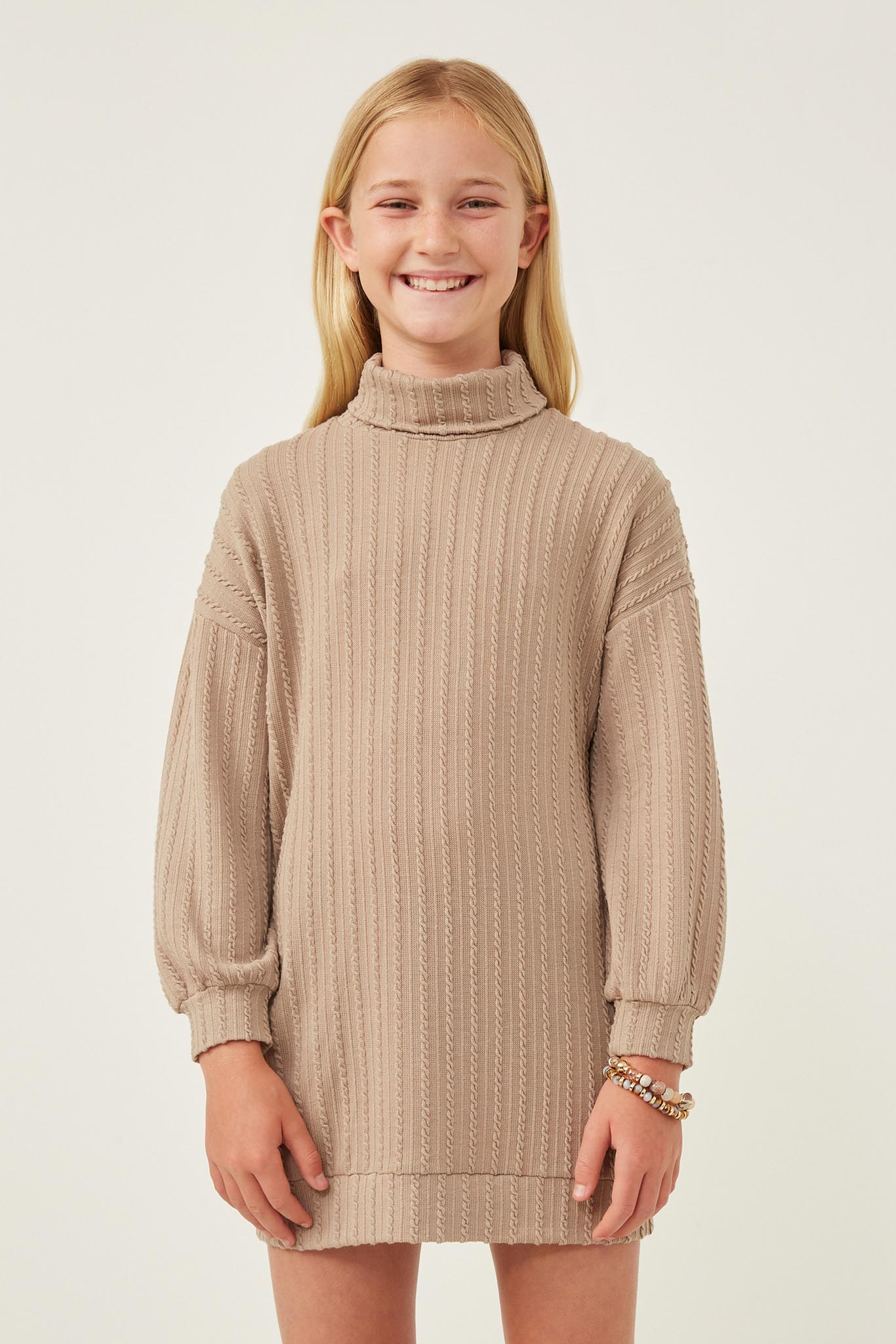 Cable Knit Turtle Neck Tunic