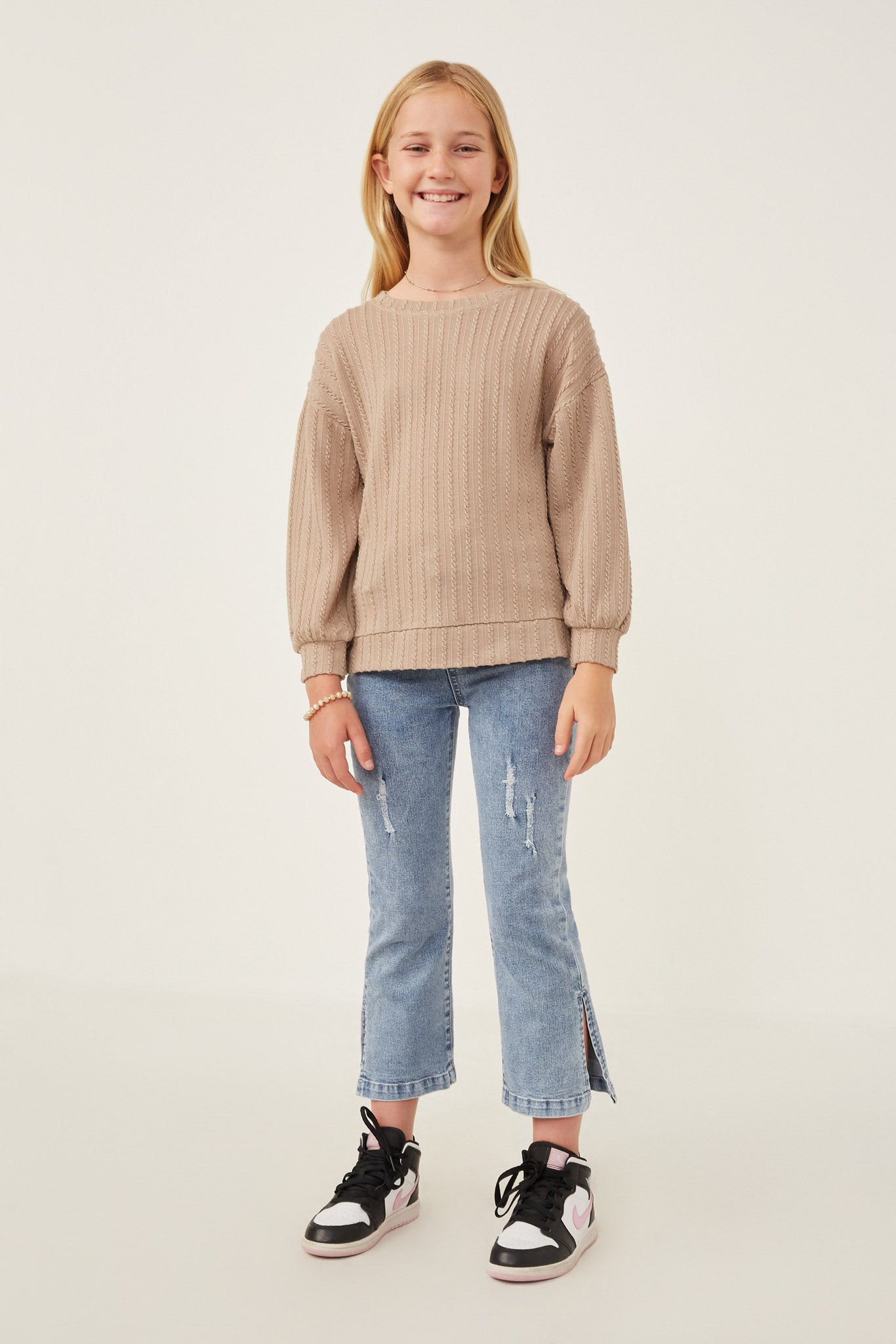 Cable Knit Long Sleeve Top