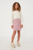 GY6290 Ivory Girls Long Cuff Cable Knit Pullover Top Full Body