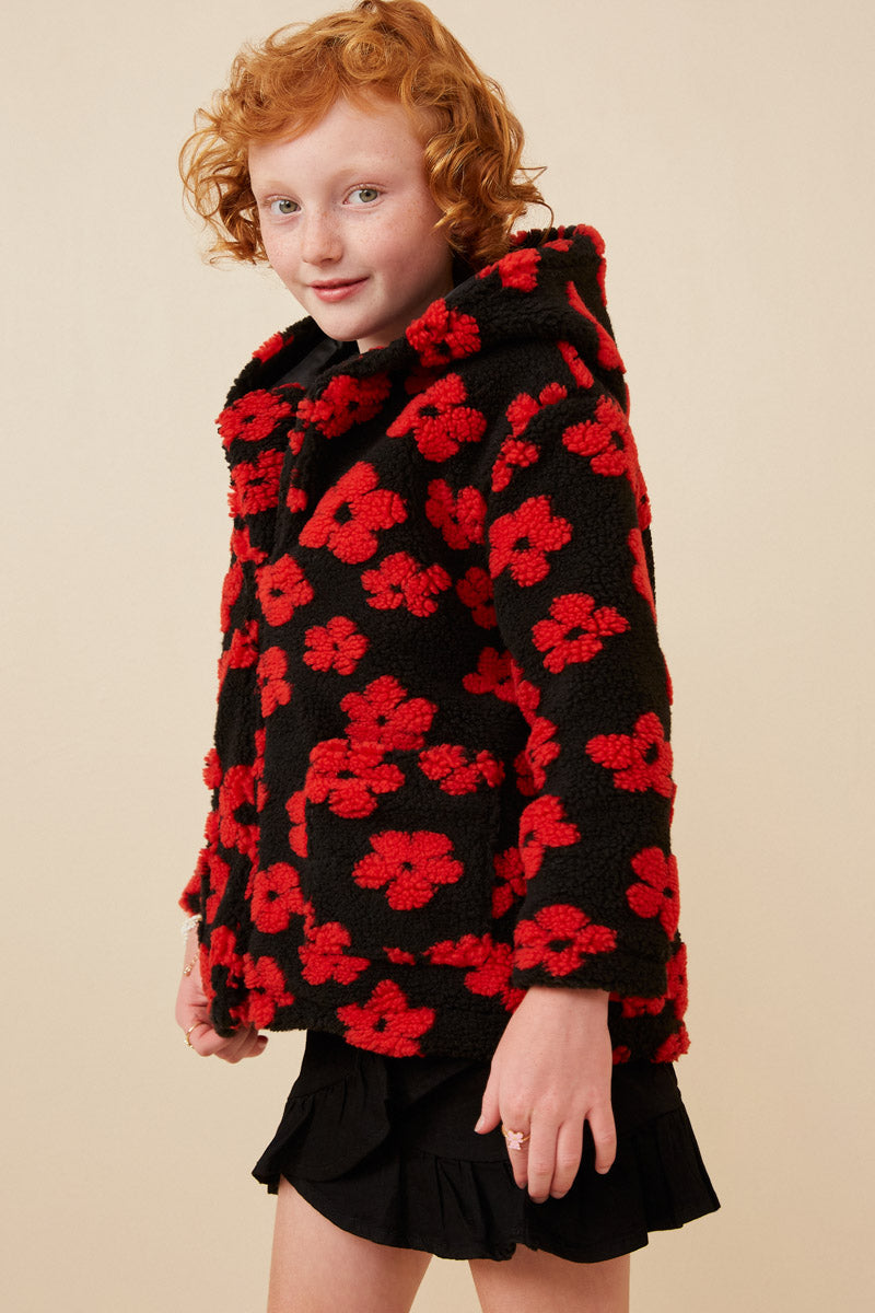 Girls Floral Fleece Hooded Jacket | Cute Girls' Clothes – Hayden Girls