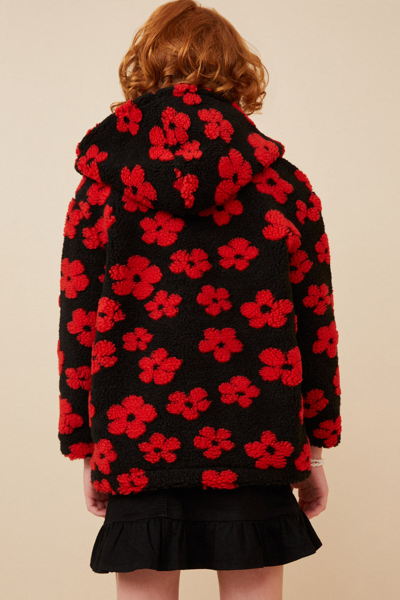 Girls Floral Fleece Hooded Jacket | Cute Girls' Clothes – Hayden Girls