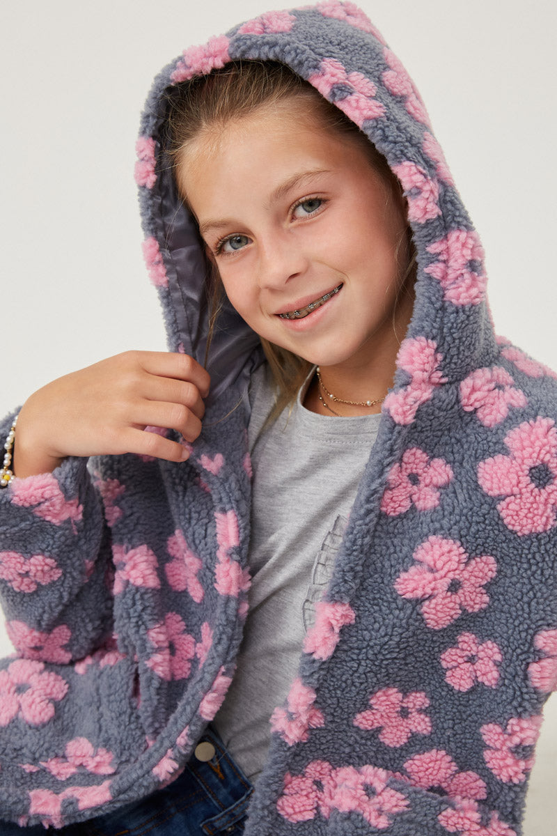Girls Floral Fleece Hooded Jacket | Cute Girls' Clothes – Hayden Girls