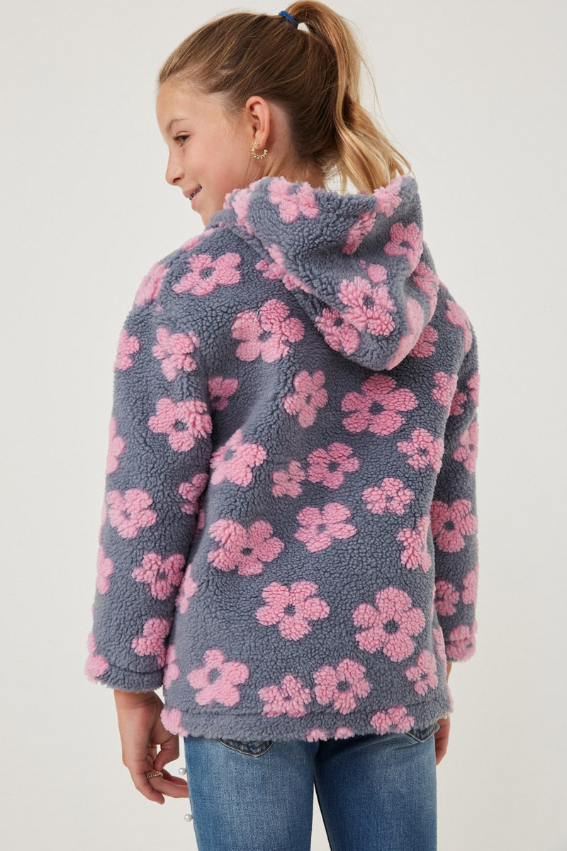 Girls Floral Fleece Hooded Jacket | Cute Girls' Clothes – Hayden Girls