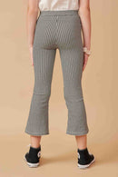 GY6365 Black Girls Elastic Waist Wide Leg Houndstooth Pants Back