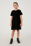 GY6381 BLACK Girls Floral Burnout Dress Front'