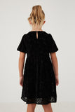 GY6381 BLACK Girls Floral Burnout Dress Back